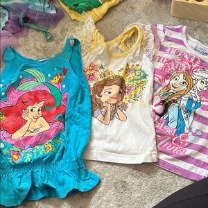Girls Disney Character Tank Tops - Ariel, Sophia , Elsa & Anna